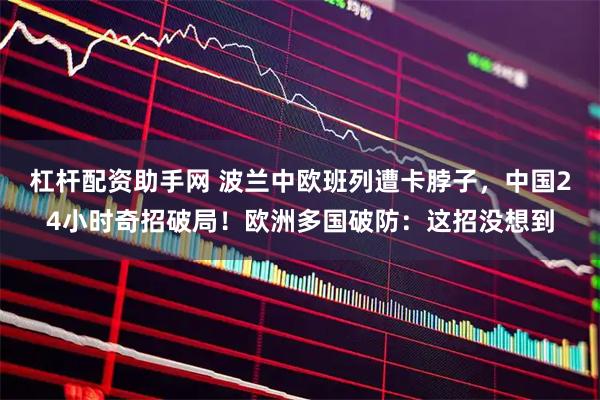 杠杆配资助手网 波兰中欧班列遭卡脖子，中国24小时奇招破局！欧洲多国破防：这招没想到